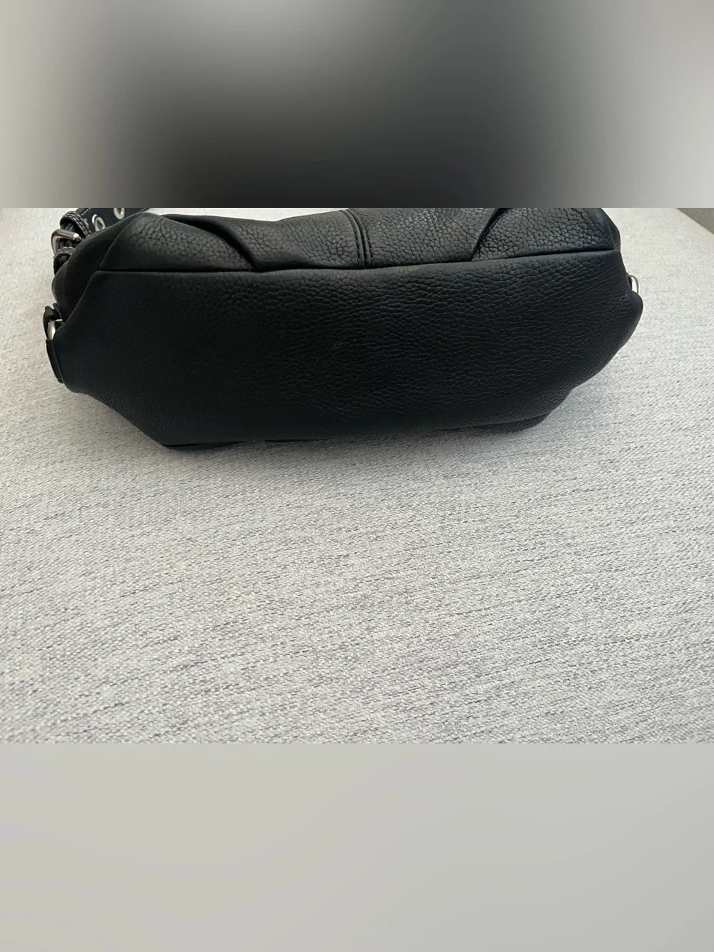 Coach Black Leather East West Shoulder Duffle Hobo Bag (F15065)